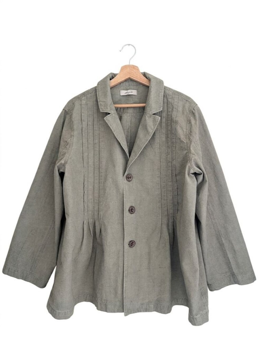 Ichi Antiquites Made in Japan Oversized Jacket Olive Green Cotton Linen Size M/L